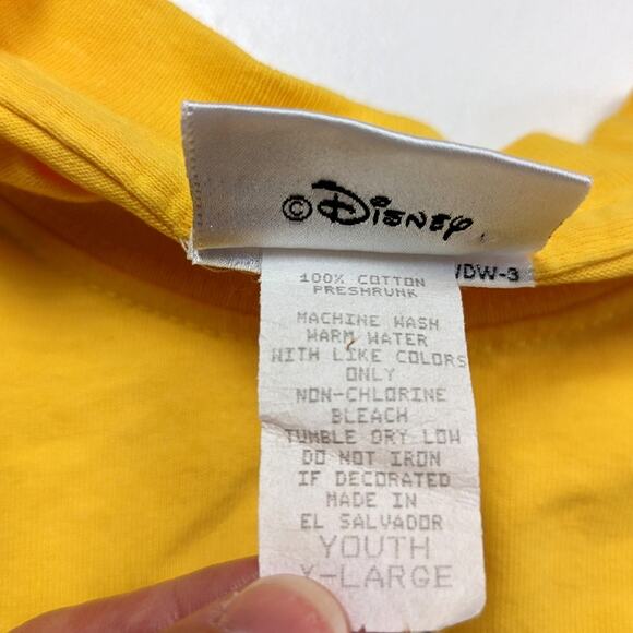 Vintage Disney World T-Shirt Kids Size XL Yellow Mickey Minnie Goofy Donald - Picture 9 of 12
